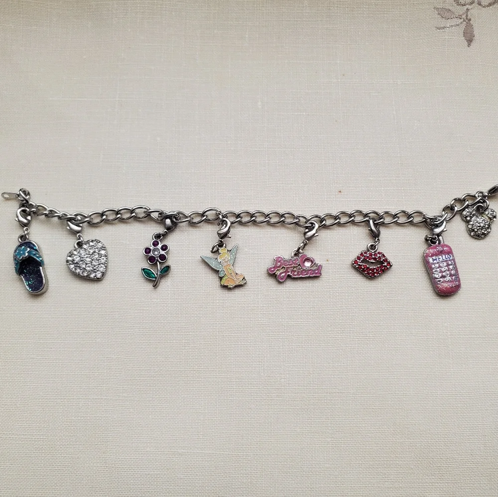 Disney Charm Bracelet & Pink Mickey Mouse Necklace